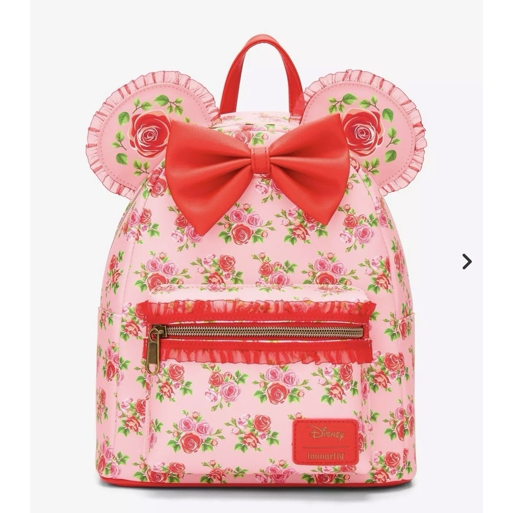 LOUNGEFLY DISNEY MINNIE MOUSE ROSETTES MINI BACKPACK~ WITH TAGS~ BRANDโ NEW~